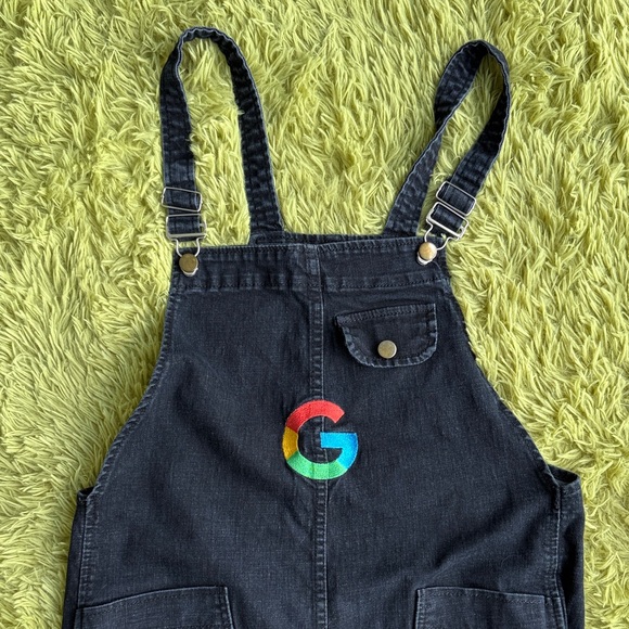 Women's Dark Blue Denim Google Overalls - Picture 3 of 8